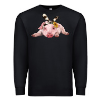 Black baby pig with cowhide ribbon Premium Sweatshirt - RanaPortraitStore