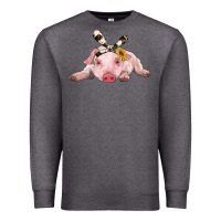 Charcoal Heather baby pig with cowhide ribbon Premium Sweatshirt - RanaPortraitStore