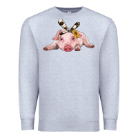 Heather Grey baby pig with cowhide ribbon Premium Sweatshirt - RanaPortraitStore