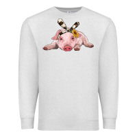 Oatmeal Heather baby pig with cowhide ribbon Premium Sweatshirt - RanaPortraitStore