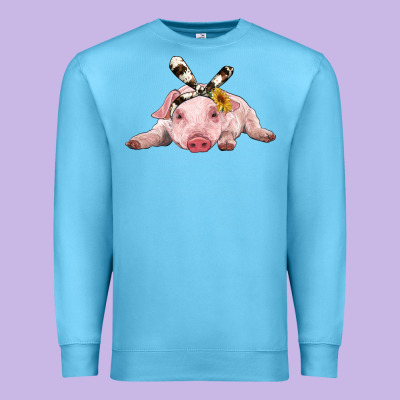 Baby Pig With Cowhide Ribbon Premium Sweatshirt Designed By Ranaportraitstore