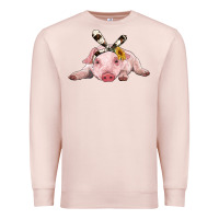 Pale Pink baby pig with cowhide ribbon Premium Sweatshirt - RanaPortraitStore