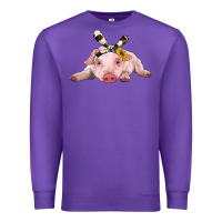 Purple baby pig with cowhide ribbon Premium Sweatshirt - RanaPortraitStore