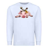 White baby pig with cowhide ribbon Premium Sweatshirt - RanaPortraitStore