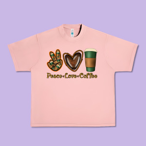 Peace Love Coffee Urban Heavy Tee Designed By Jasminsmagicworld
