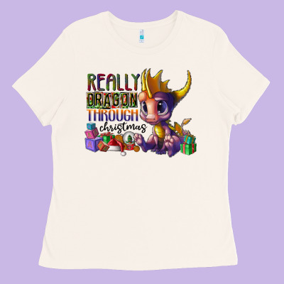 Real Dragon Through Christmas Ladies Tee Designed By Cowhidedigitalart