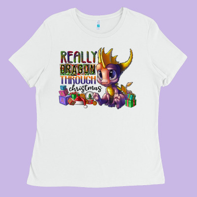 Real Dragon Through Christmas Ladies Tee Designed By Cowhidedigitalart