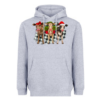 Heather Grey Christmas heifers front view Heavyweight Hoodie - RanaPortraitStore