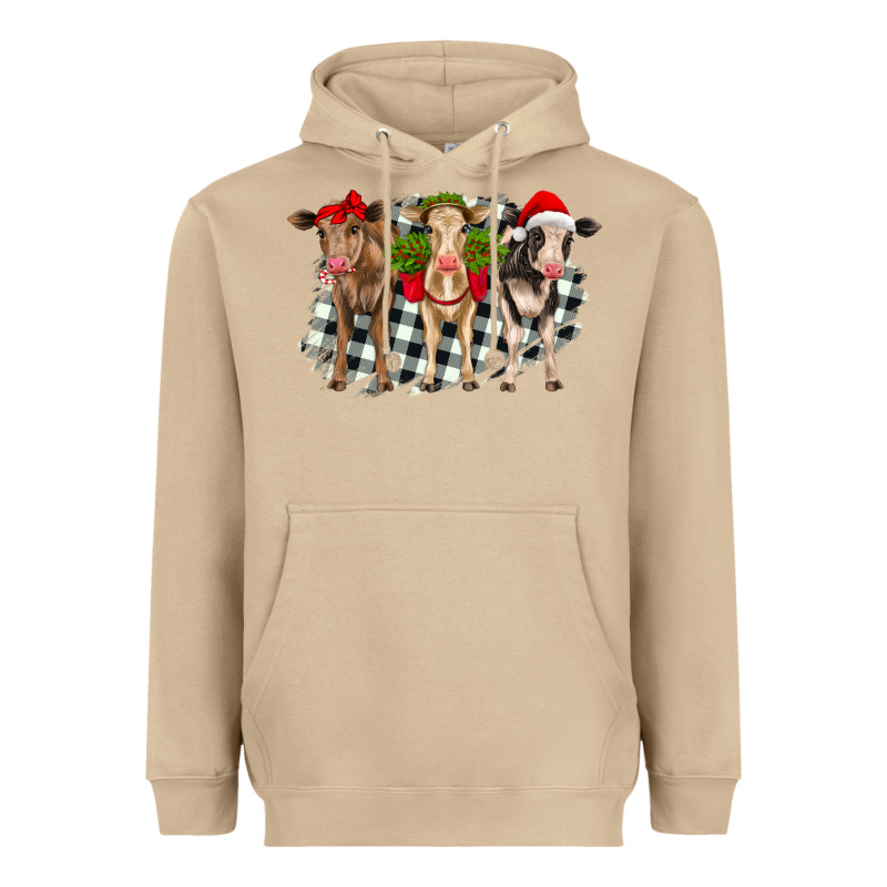 Christmas Heifers Front View Heavyweight Hoodie by RanaPortraitStore | Teevron