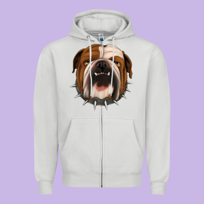 Bulldog Zipper Hoodie Designed By Jasminsmagicworld
