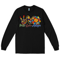 Black peace love autism sunflower Long Sleeve Tee - RacoonDesign