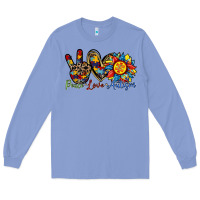 Colony Blue peace love autism sunflower Long Sleeve Tee - RacoonDesign