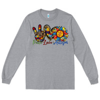 Heather Grey peace love autism sunflower Long Sleeve Tee - RacoonDesign
