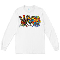 White peace love autism sunflower Long Sleeve Tee - RacoonDesign
