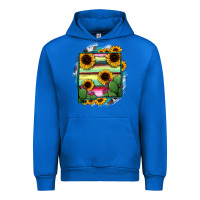 Cobalt New Mexico Map Sunflower Cactus Serape Urban Hoodie - RanaPortraitStore