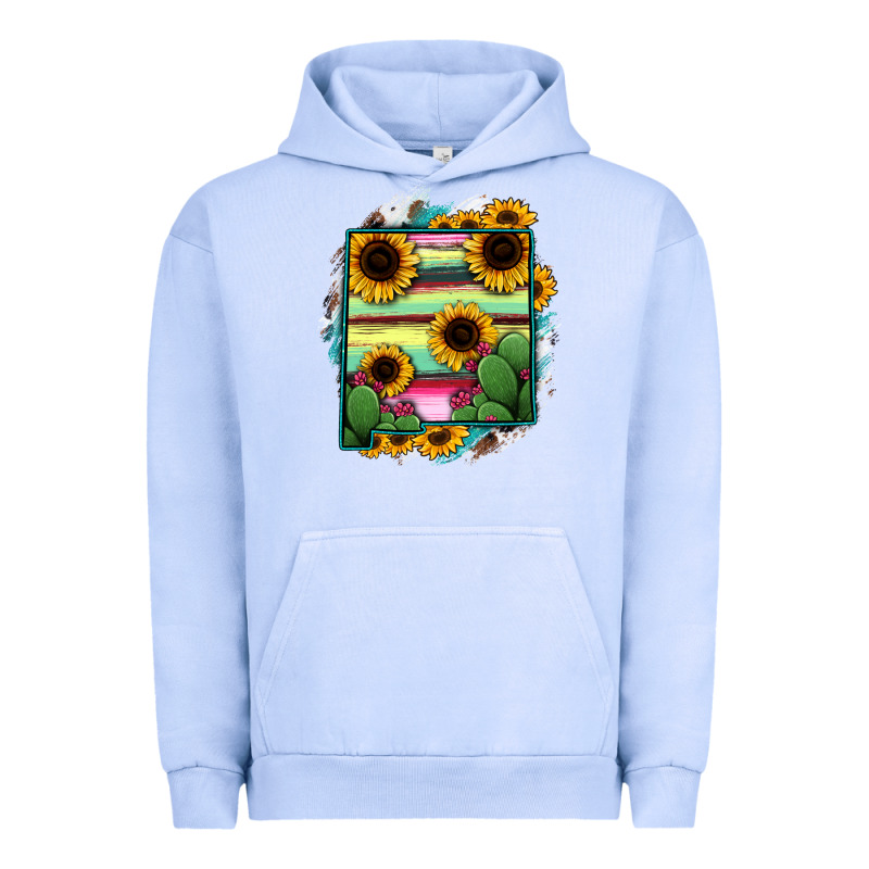 New Mexico Map Sunflower Cactus Serape Urban Hoodie by RanaPortraitStore | Teevron