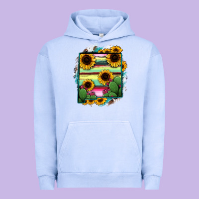 New Mexico Map Sunflower Cactus Serape Urban Hoodie Designed By Ranaportraitstore