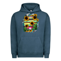 Pigment Midnight Navy New Mexico Map Sunflower Cactus Serape Urban Hoodie - RanaPortraitStore