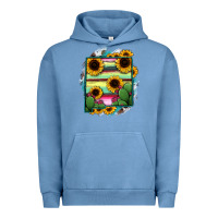 Pigment Pebble Blue New Mexico Map Sunflower Cactus Serape Urban Hoodie - RanaPortraitStore