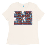 Bone Bull Skull Pattern Ladies Tee - CowhideDigitalArt