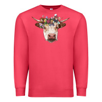 Cardinal hereford cow with floral headband Premium Sweatshirt - RanaPortraitStore