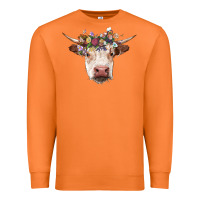 Carrot hereford cow with floral headband Premium Sweatshirt - RanaPortraitStore