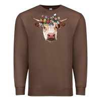 Chestnut hereford cow with floral headband Premium Sweatshirt - RanaPortraitStore