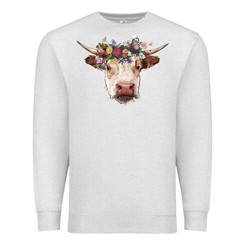 Hereford Cow With Floral Headband Premium Sweatshirt by RanaPortraitStore | Teevron