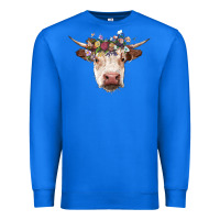 True Royal hereford cow with floral headband Premium Sweatshirt - RanaPortraitStore