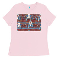 Bubblegum Pink Bull Skull Pattern Ladies Tee - CowhideDigitalArt