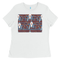 White Bull Skull Pattern Ladies Tee - CowhideDigitalArt