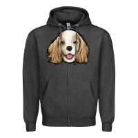 Charcoal Heather cocker spaniel Zipper Hoodie - Jasminsmagicworld