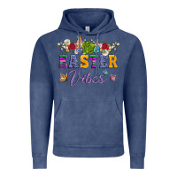 Vintage Denim easter vibes and butterfly with bunny and flowers Vintage Hoodie - Artiststas