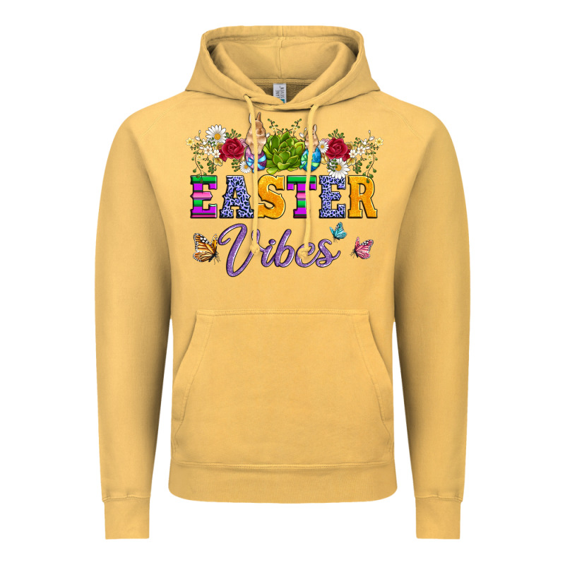Easter Vibes And Butterfly With Bunny And Flowers Vintage Hoodie by Artiststas | Teevron