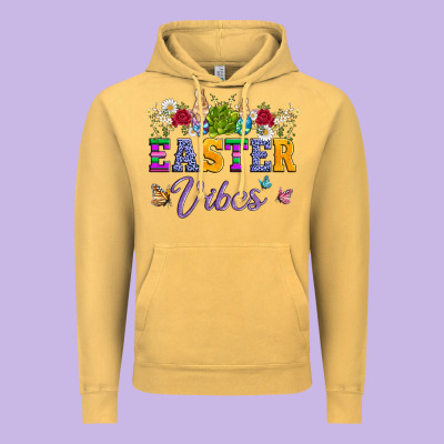 Easter Vibes And Butterfly With Bunny And Flowers Vintage Hoodie Designed By Artiststas
