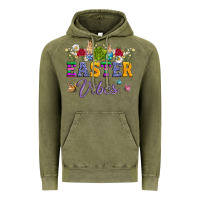 Vintage Olive easter vibes and butterfly with bunny and flowers Vintage Hoodie - Artiststas
