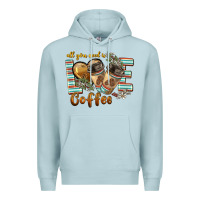 Blue Mist all you need is love coffee Premium Hoodie - BarkalooDesign