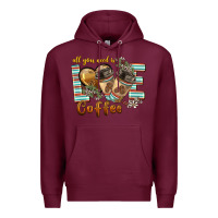 Burgundy all you need is love coffee Premium Hoodie - BarkalooDesign