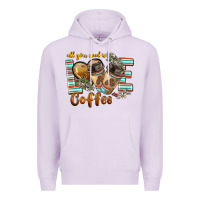 Lilac all you need is love coffee Premium Hoodie - BarkalooDesign