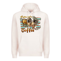 Pale Pink all you need is love coffee Premium Hoodie - BarkalooDesign