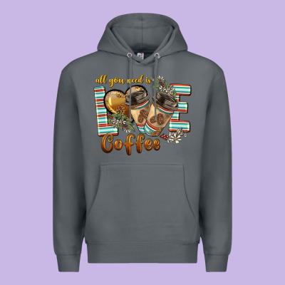 All You Need Is Love Coffee Premium Hoodie Designed By Barkaloodesign