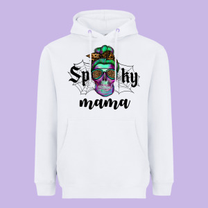 Spooky Mama Skull Heavyweight Hoodie Designed By Ranaportraitstore