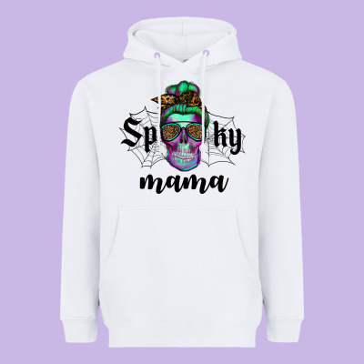 Spooky Mama Skull Heavyweight Hoodie Designed By Ranaportraitstore