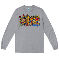 Heather Grey peace love autism Long Sleeve Tee - RacoonDesign