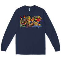 Navy peace love autism Long Sleeve Tee - RacoonDesign
