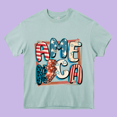 America With Lightning Bolt 4th Of July Heavy Core Tee Designed By Fadigitalartstudio