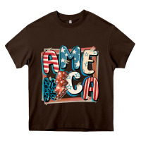 Chocolate Brown America with lightning bolt 4th of july Heavy Core Tee - FaDigitalArtStudio