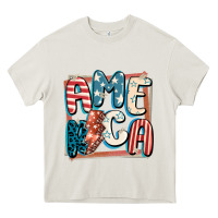 Cream America with lightning bolt 4th of july Heavy Core Tee - FaDigitalArtStudio