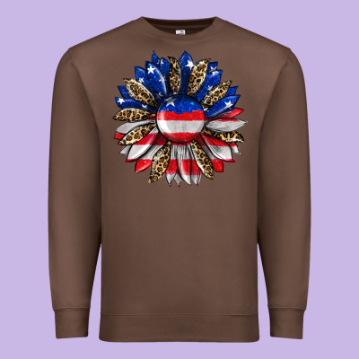 American Flag Leopard Premium Sweatshirt Designed By Ranaportraitstore