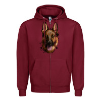 Burgundy German Shepherd Zipper Hoodie - Jasminsmagicworld